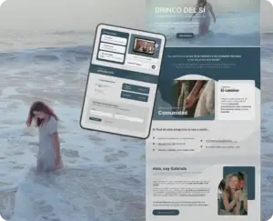Diseño y desarrollo landing page para un curoso online de bienestar.